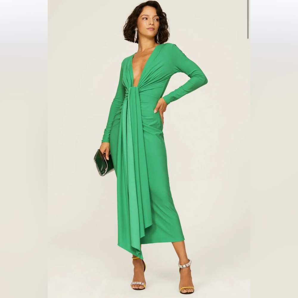 Solace London Lorena Midi Long Sleeve Draped Dress‎ Size 2